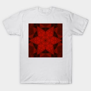 Mosaic Kaleidoscope Flower Red T-Shirt